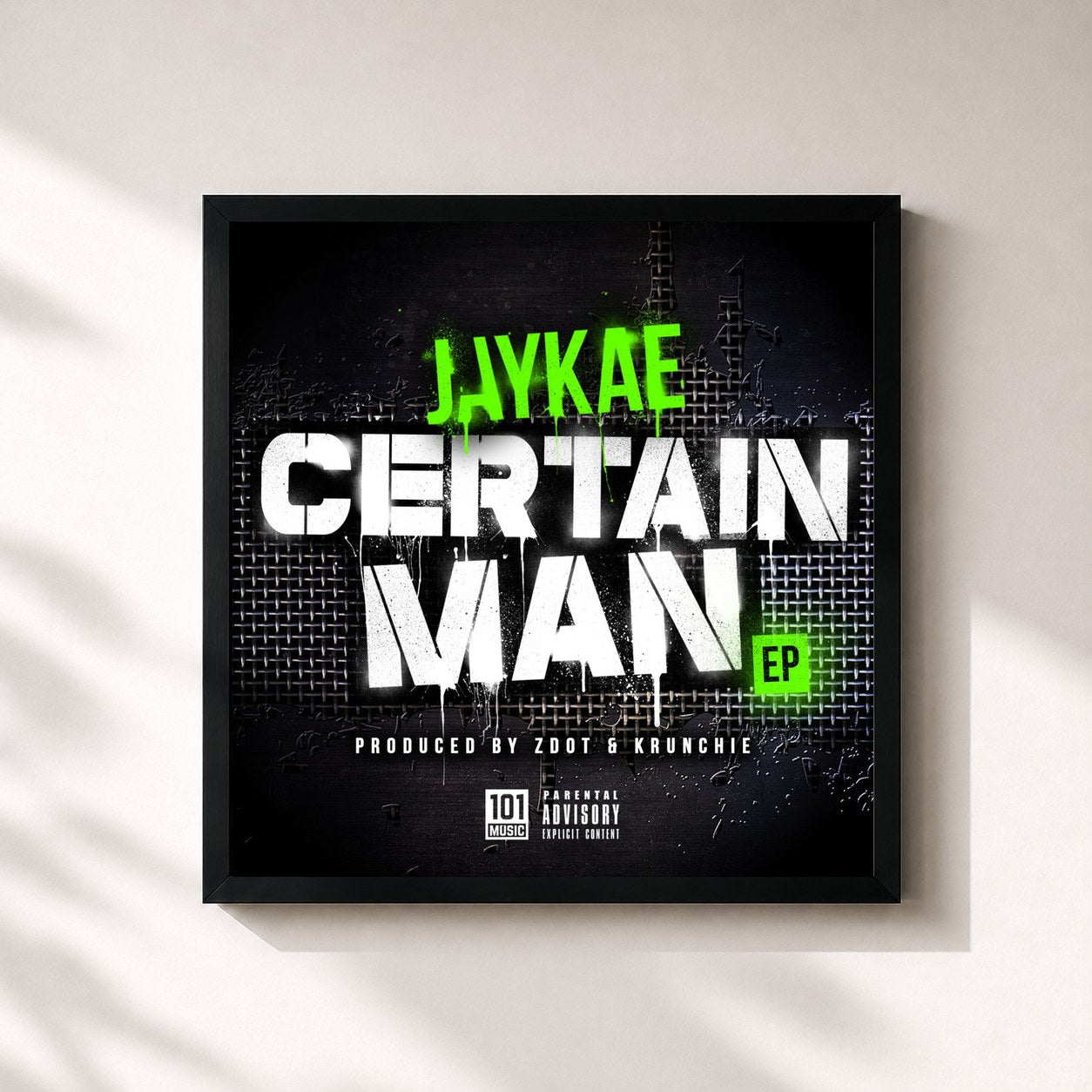 #noir Tableau carré de l'album Certain Man de Jaykae, cadre noir 32x32 cm