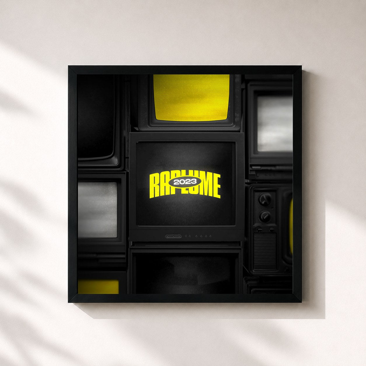 #noir Tableau carré de l'album FREESTYLES RAPLUME 2023 de Shades  , cadre noir 32x32 cm