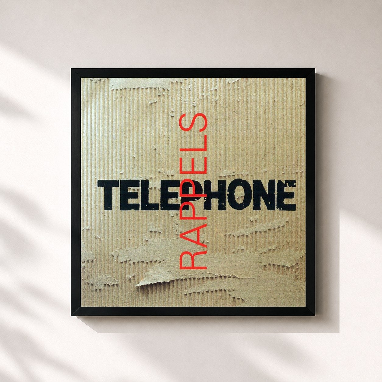 #noir Tableau carré de l'album Rappels de Telephone, cadre noir 32x32 cm