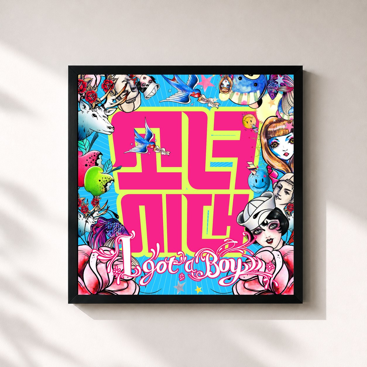 #noir Tableau carré de l'album I GOT A BOY - The 4th Album de Girls' Generation, cadre noir 32x32 cm
