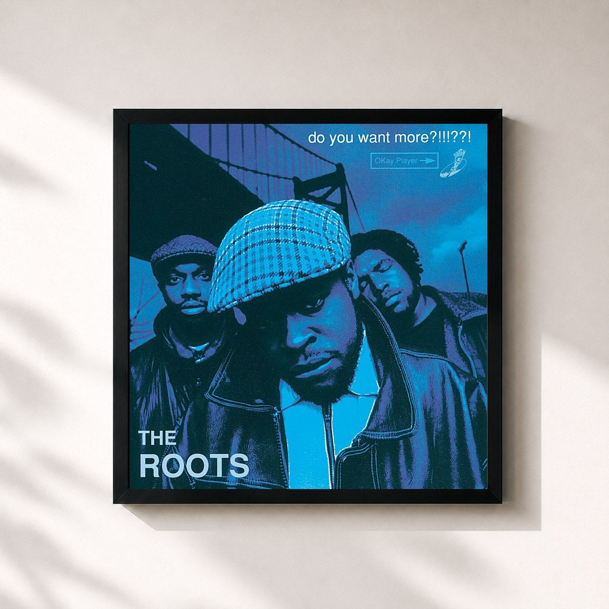 #noir Tableau carré de l'album Do You Want More?!!!??! de The Roots, cadre noir 32x32 cm