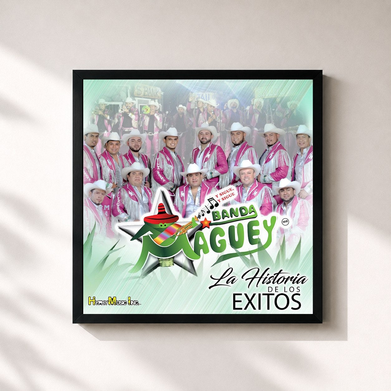 #noir Tableau carré de l'album La Historia de Los Exitos de Banda Maguey, cadre noir 32x32 cm