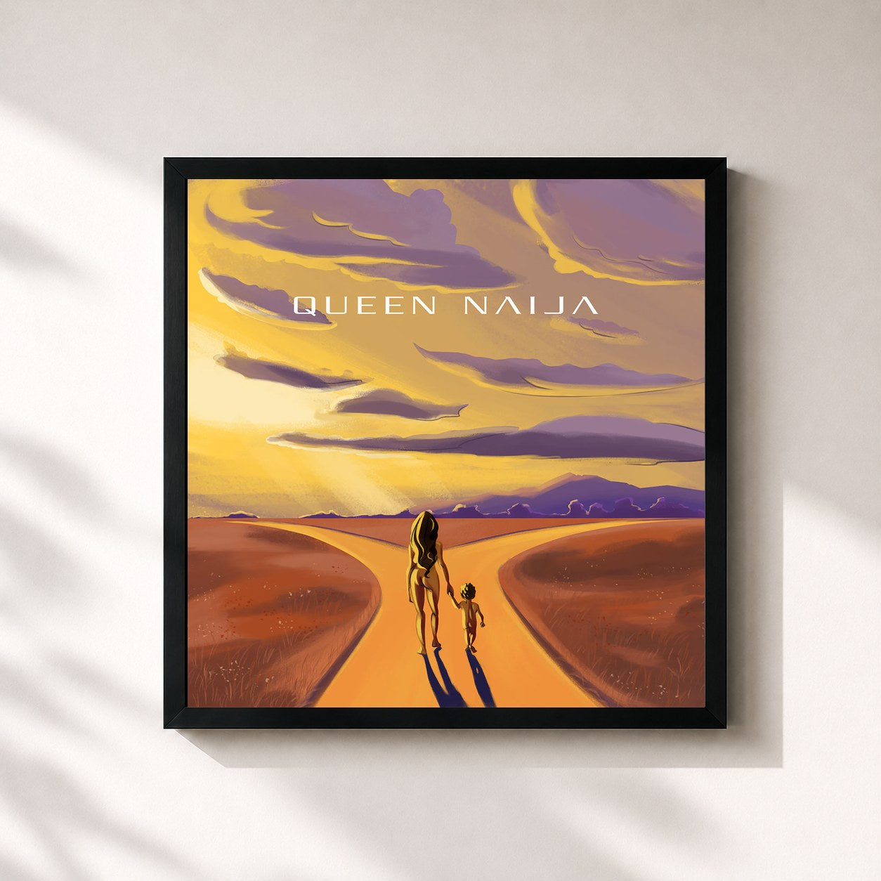 #noir Tableau carré de l'album Queen Naija de Queen Naija, cadre noir 32x32 cm