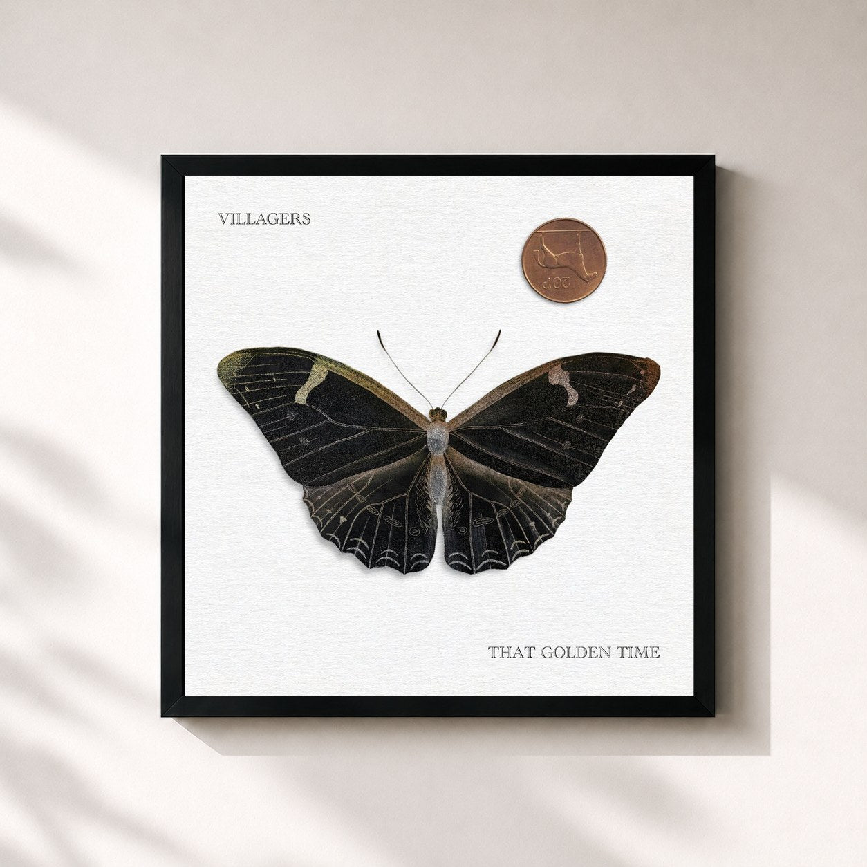 #noir Tableau carré de l'album That Golden Time de Villagers, cadre noir 32x32 cm