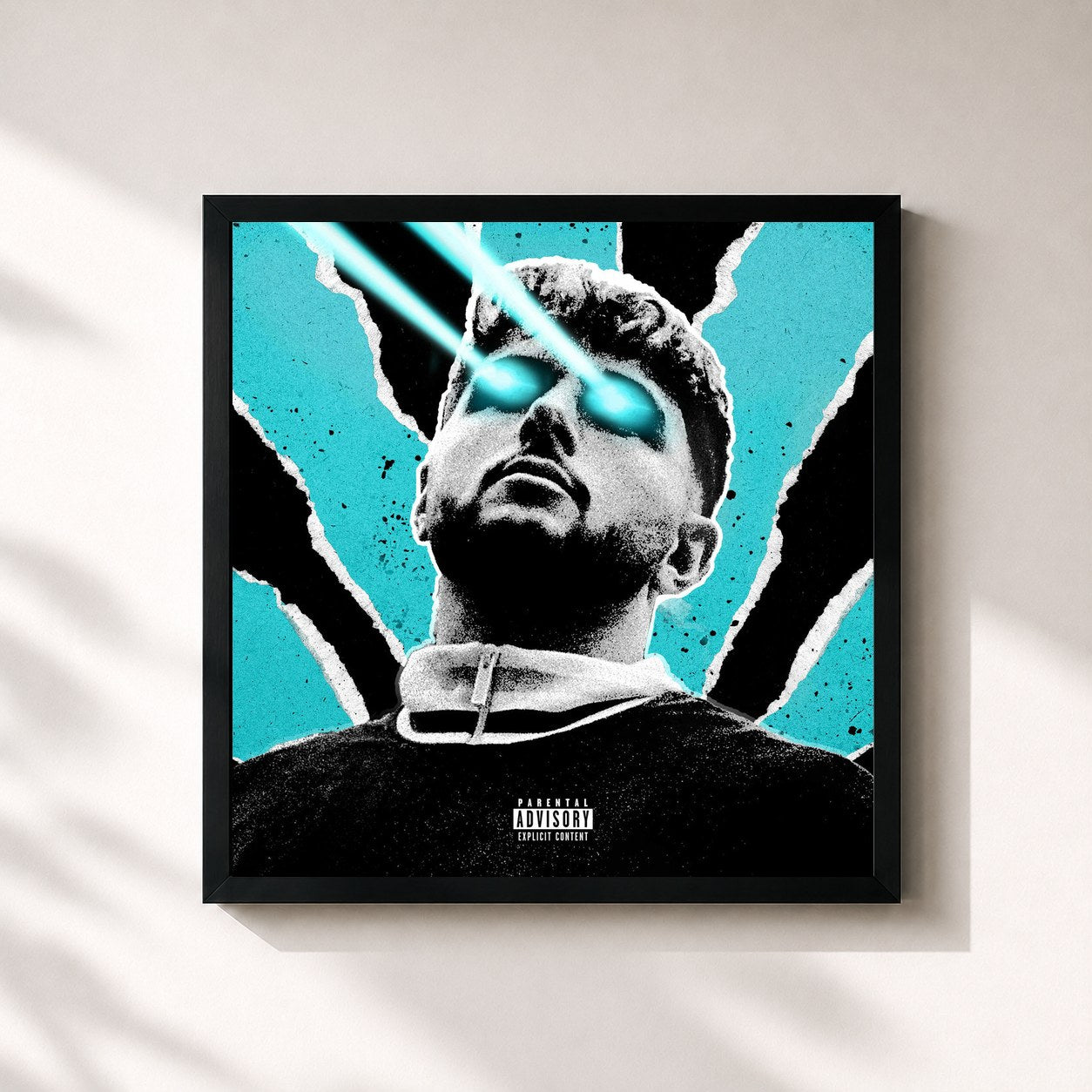#noir Tableau carré de l'album Mr. Untouchable de Dardan, cadre noir 32x32 cm