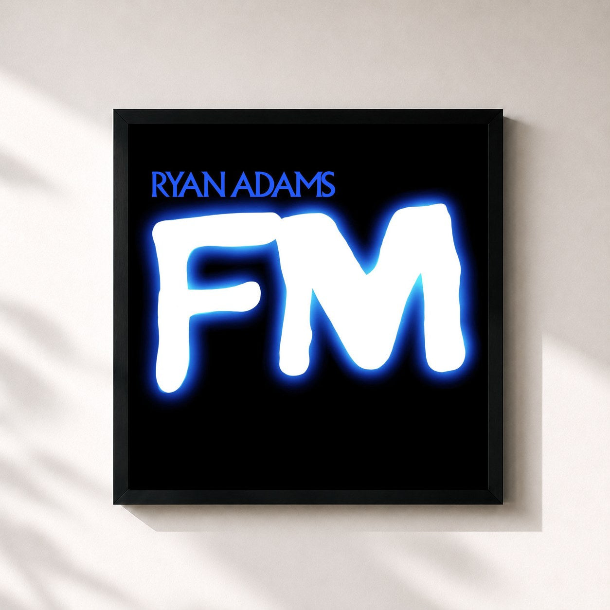 #noir Tableau carré de l'album FM de Ryan Adams, cadre noir 32x32 cm