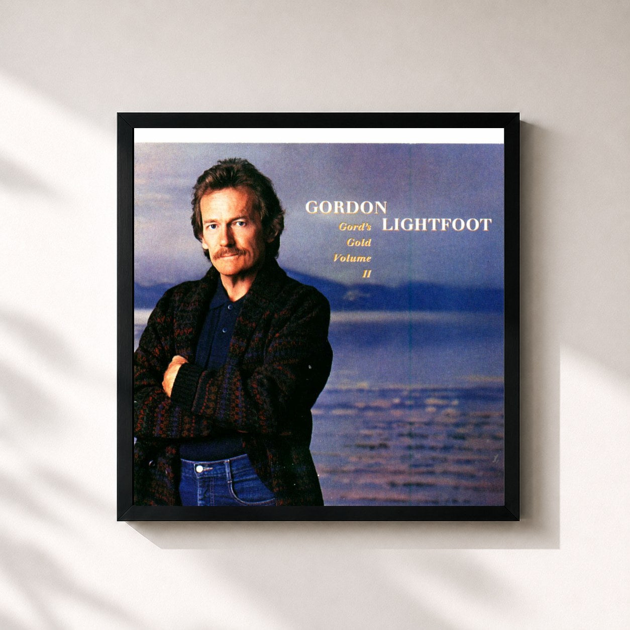 #noir Tableau carré de l'album Gord's Gold, Vol. II de Gordon Lightfoot, cadre noir 32x32 cm