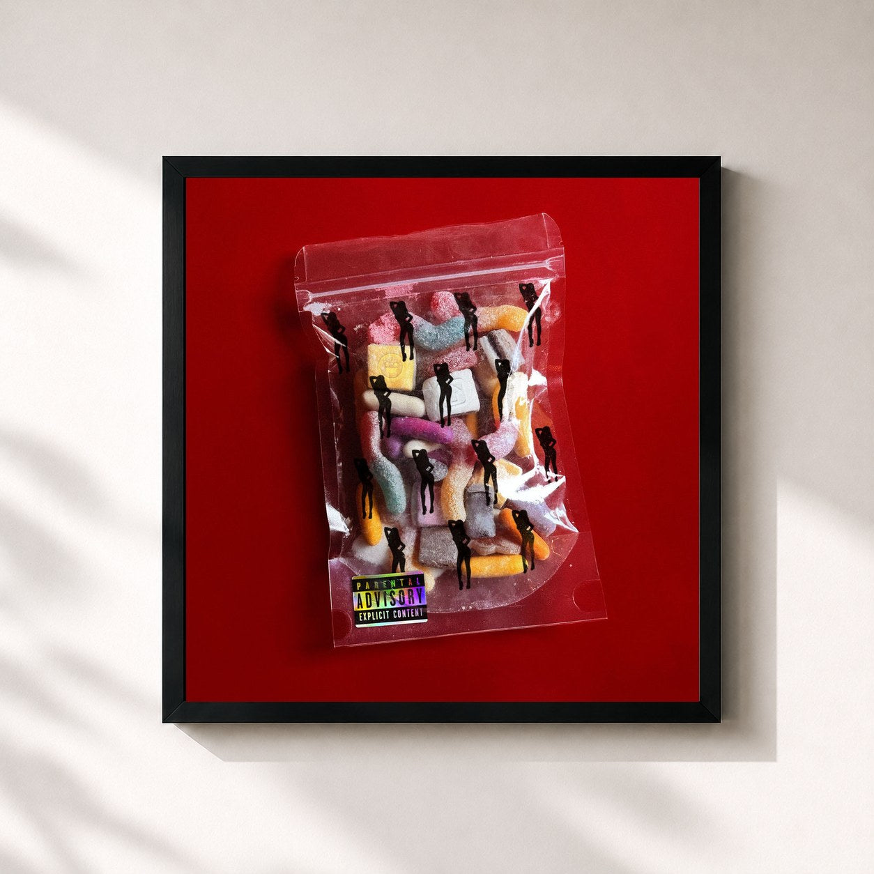#noir Tableau carré de l'album Sugar Girl de Little Simz, cadre noir 32x32 cm