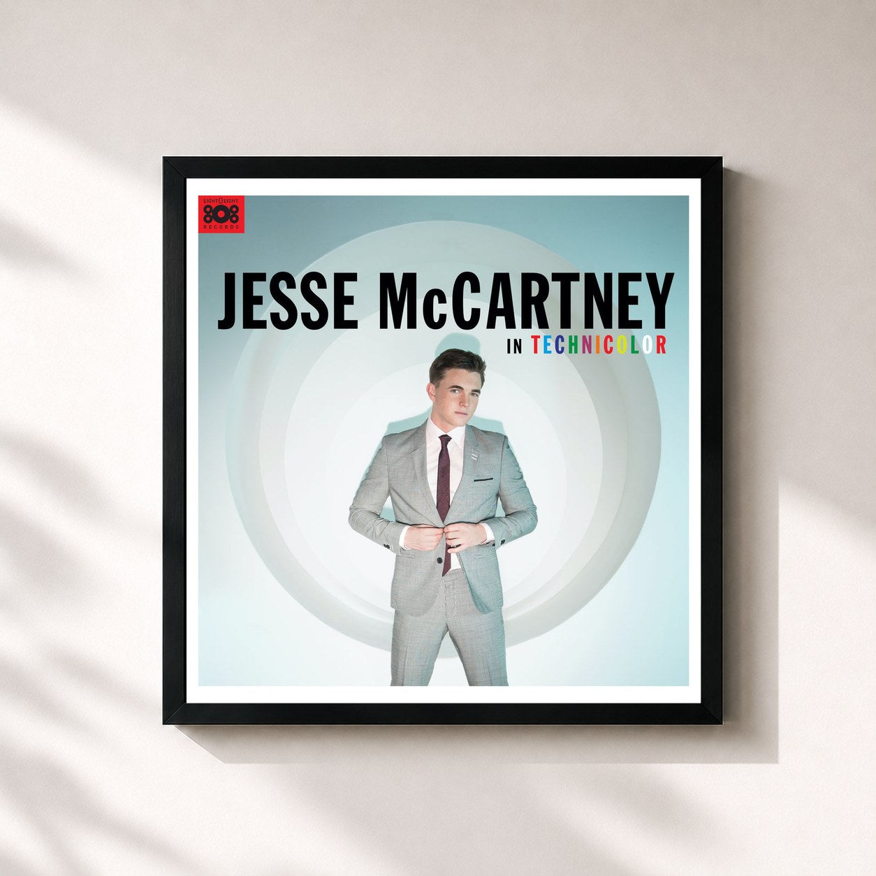 #noir Tableau carré de l'album In Technicolor de Jesse McCartney, cadre noir 32x32 cm