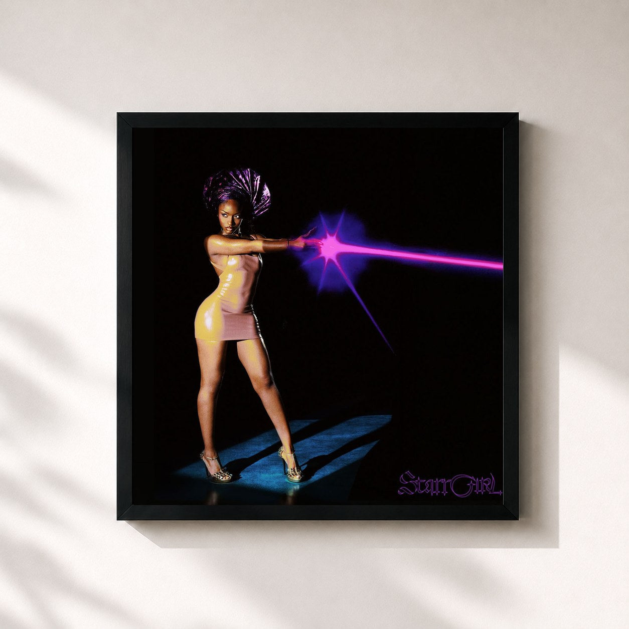 #noir Tableau carré de l'album Starrgirl de Ayra Starr, cadre noir 32x32 cm