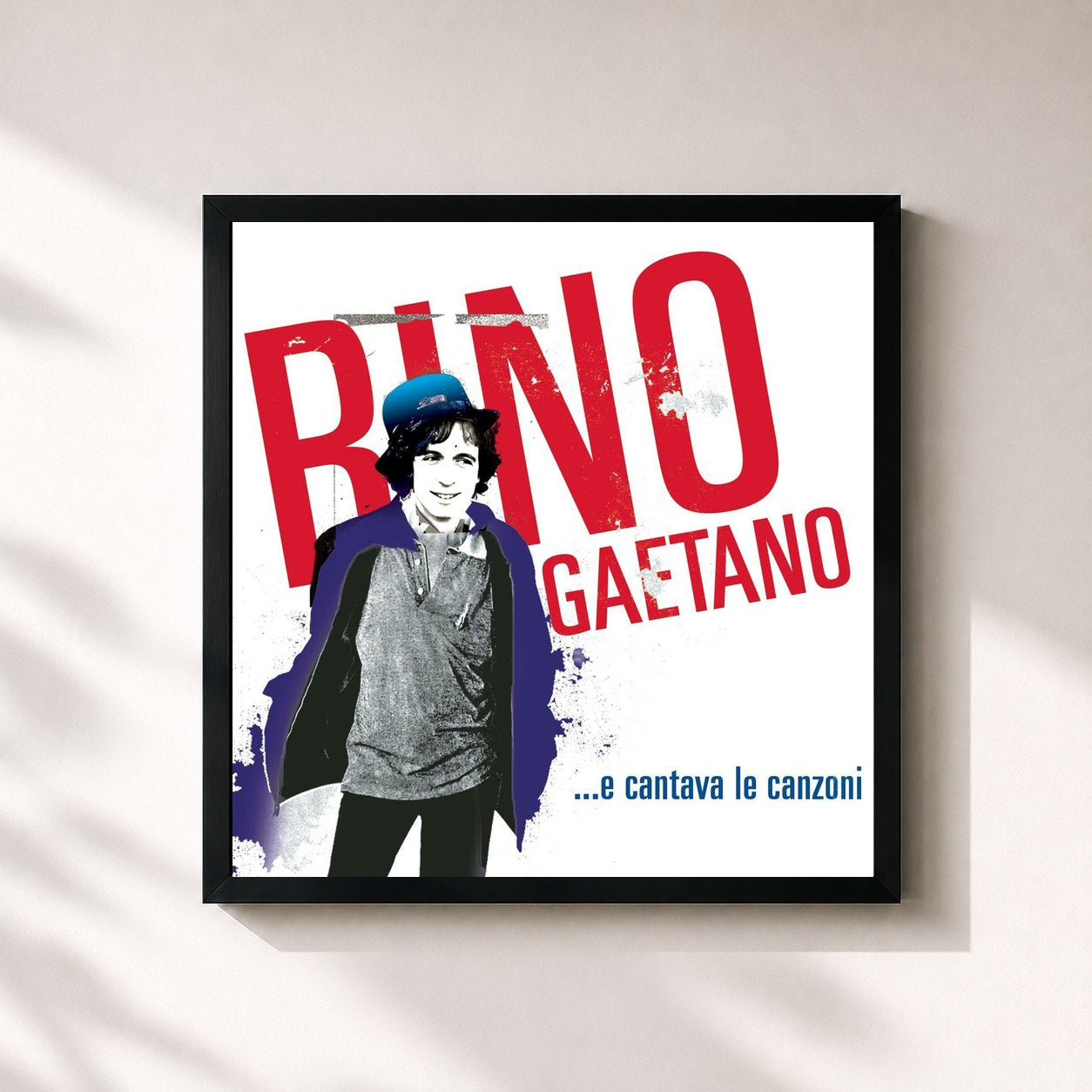 #noir Tableau carré de l'album ...e cantava le canzoni de Rino Gaetano, cadre noir 32x32 cm
