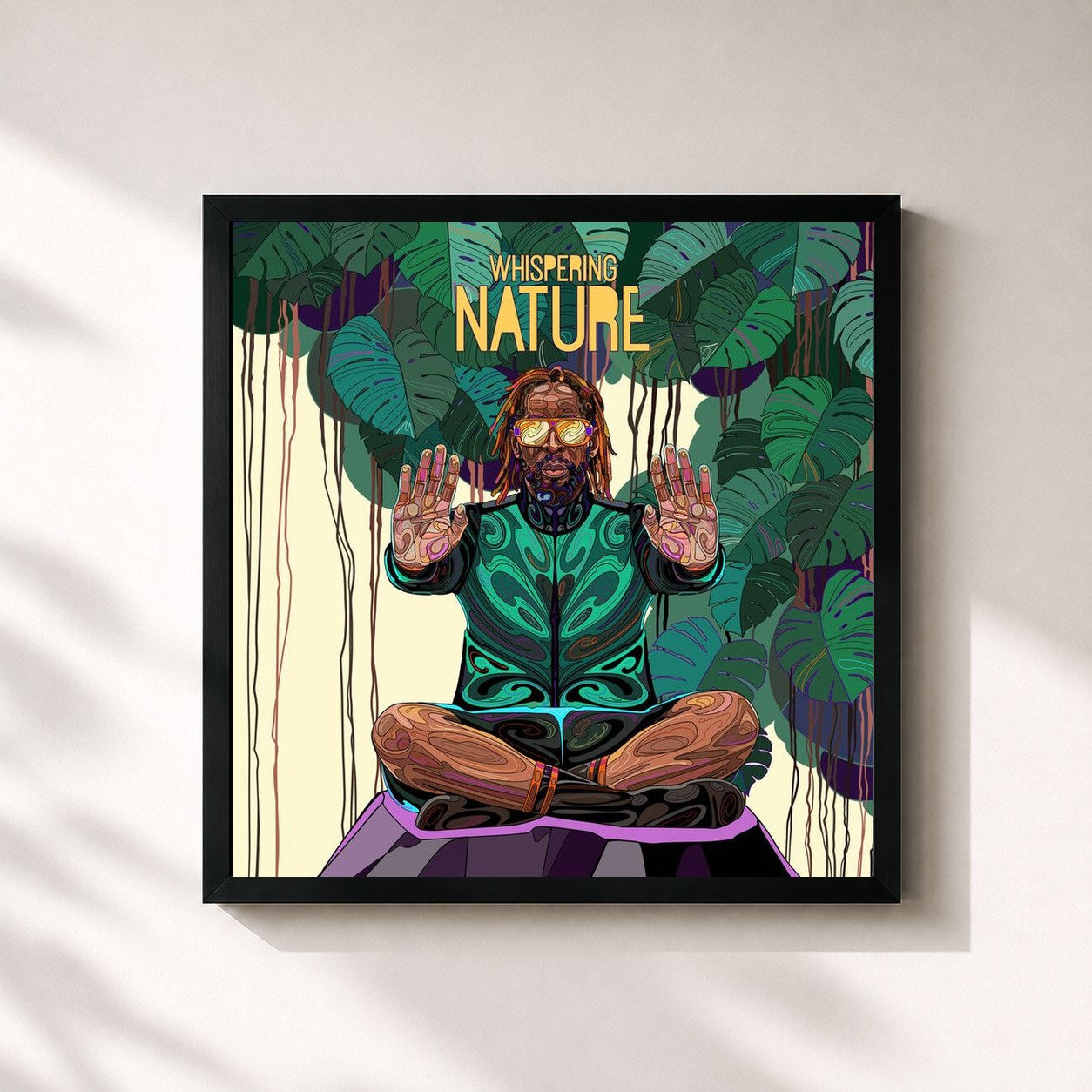 #noir Tableau carré de l'album Whispering Nature de Lil Jon, cadre noir 32x32 cm