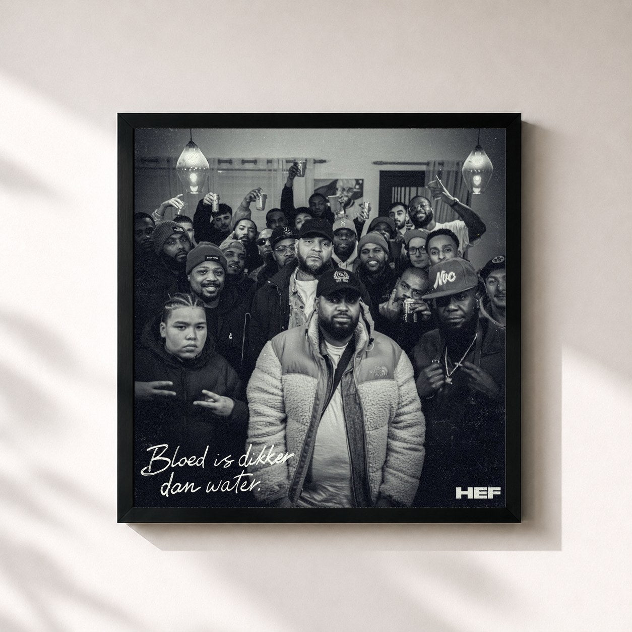 #noir Tableau carré de l'album Bloed Is Dikker Dan Water de Hef, cadre noir 32x32 cm