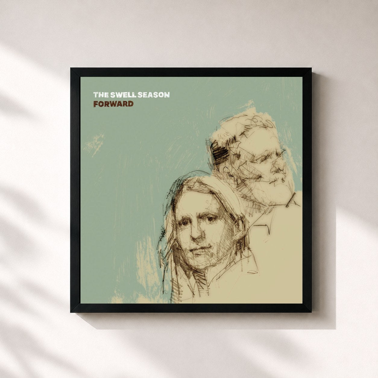 #noir Tableau carré de l'album Forward de The Swell Season, cadre noir 32x32 cm