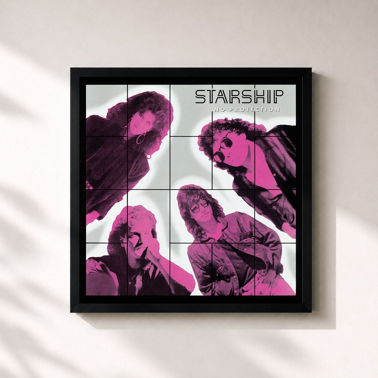 #noir Tableau carré de l'album No Protection de Starship, cadre noir 32x32 cm