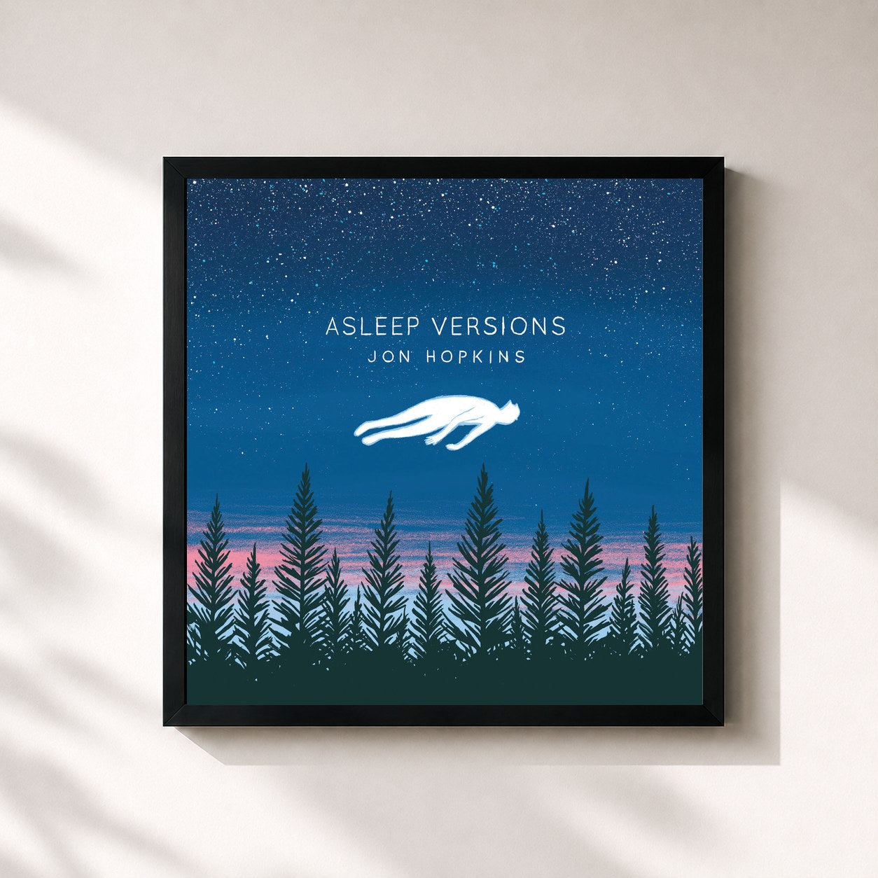 #noir Tableau carré de l'album Asleep Versions de Jon Hopkins, cadre noir 32x32 cm