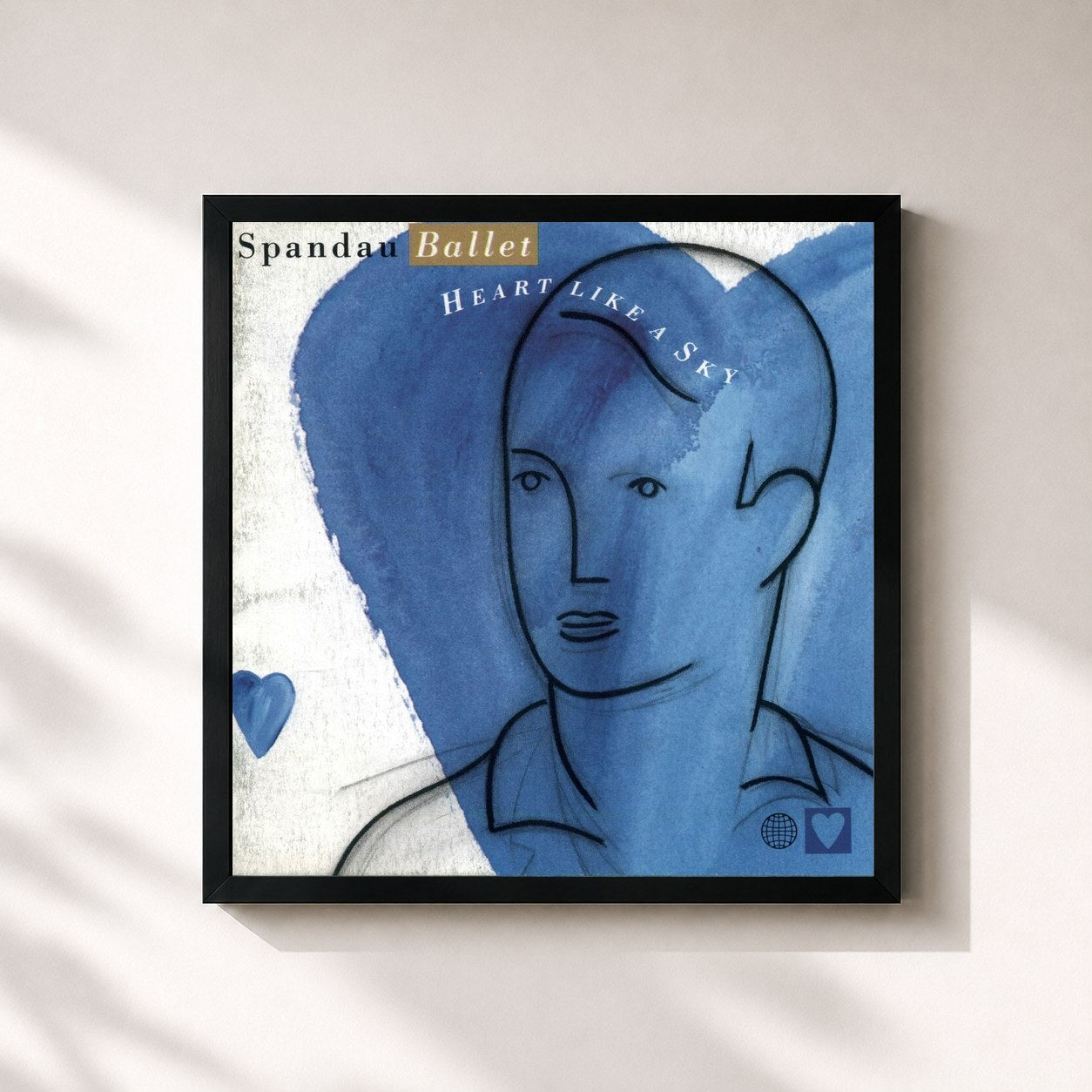 #noir Tableau carré de l'album Heart Like A Sky de Spandau Ballet, cadre noir 32x32 cm