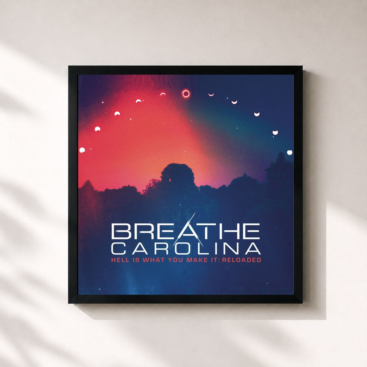 #noir Tableau carré de l'album Hell Is What You Make It: Reloaded de Breathe Carolina, cadre noir 32x32 cm