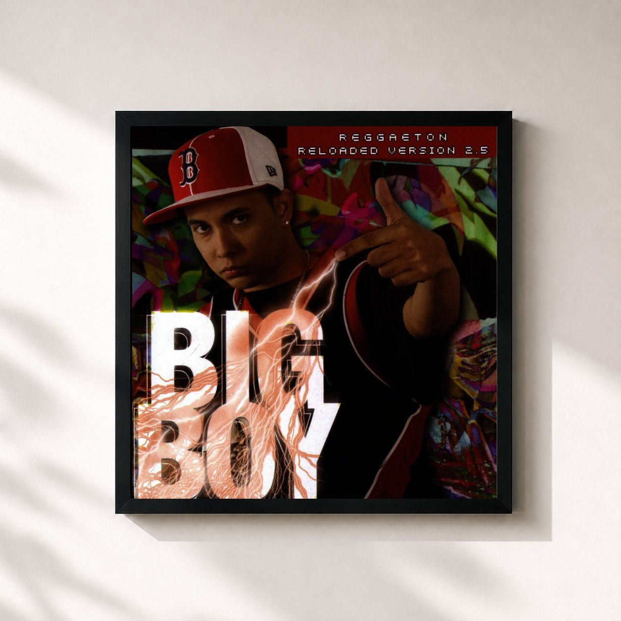 #noir Tableau carré de l'album Reloaded Version 2.5 de Big Boy, cadre noir 32x32 cm
