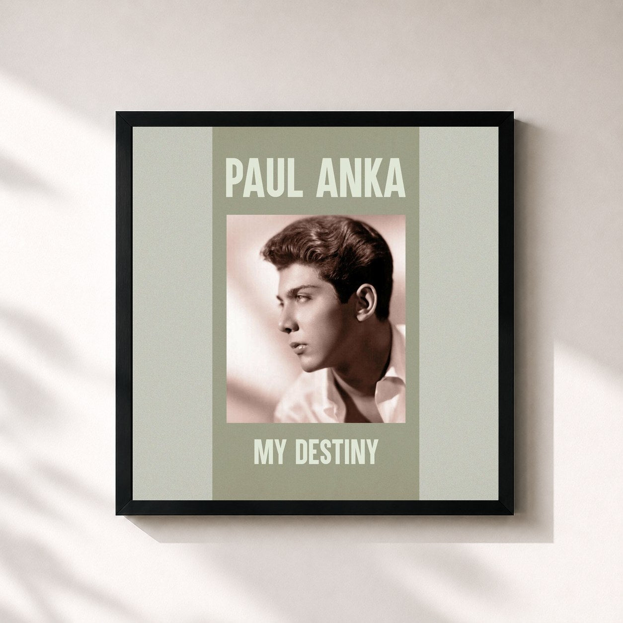 #noir Tableau carré de l'album My Destiny de Paul Anka, cadre noir 32x32 cm