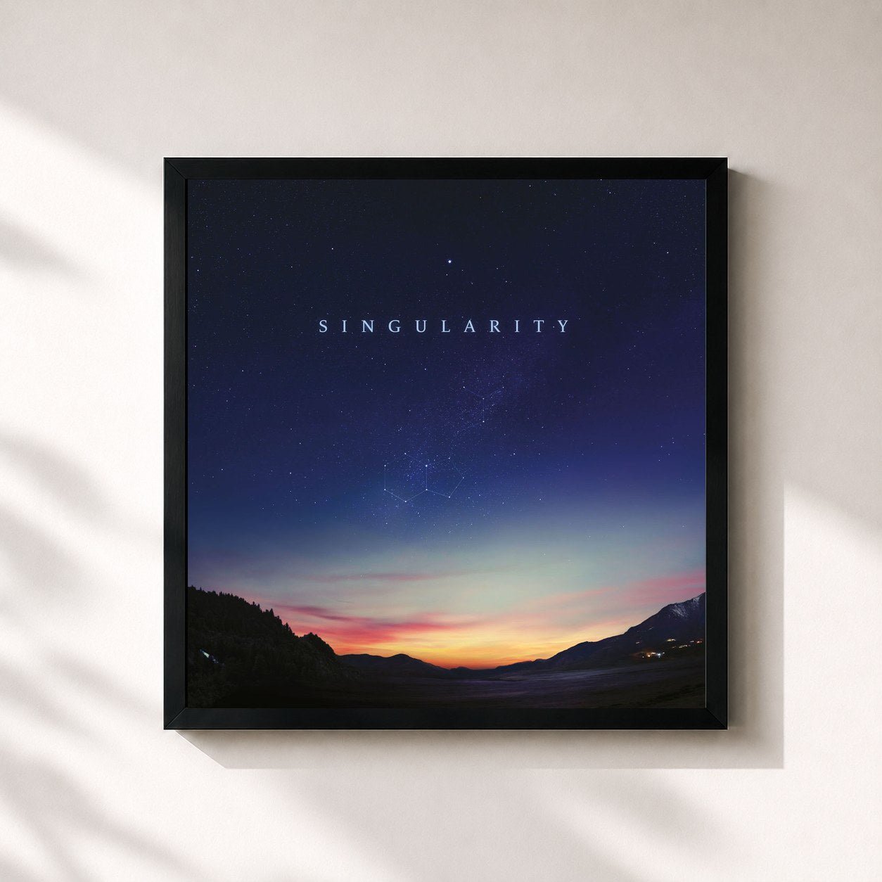 #noir Tableau carré de l'album Singularity de Jon Hopkins, cadre noir 32x32 cm