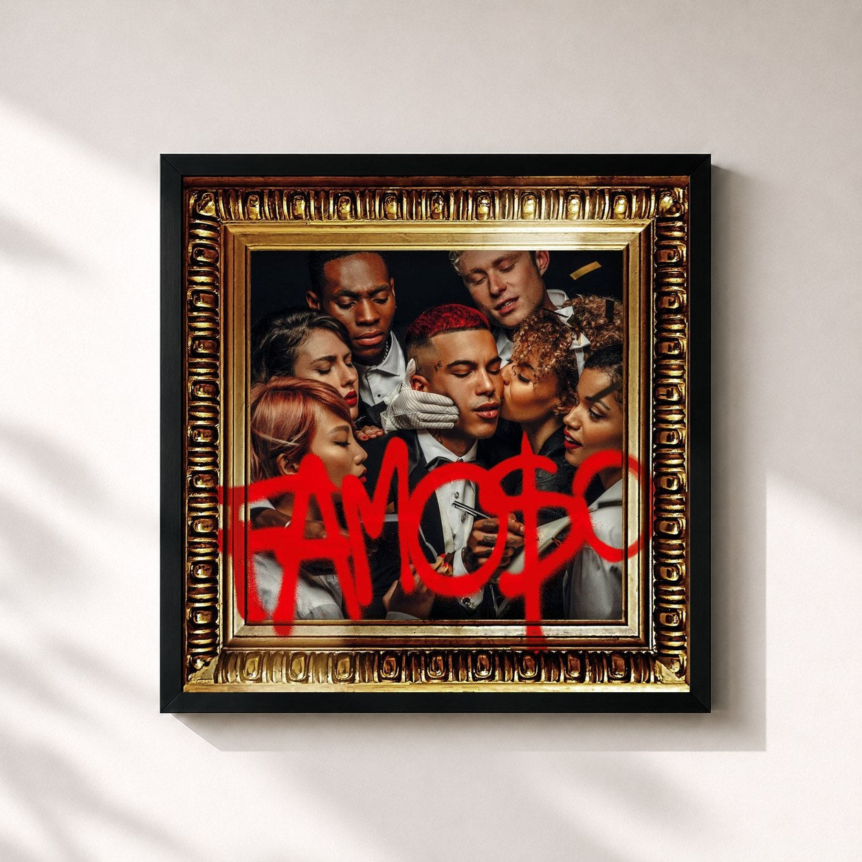 #noir Tableau carré de l'album Famoso de Sfera Ebbasta, cadre noir 32x32 cm