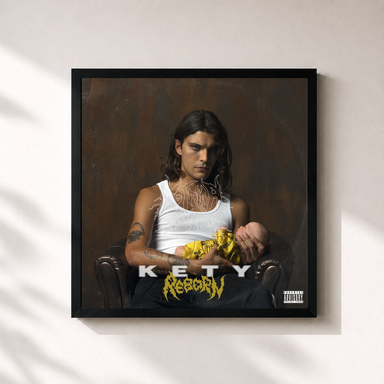 #noir Tableau carré de l'album KETY REBORN de Ketama126, cadre noir 32x32 cm