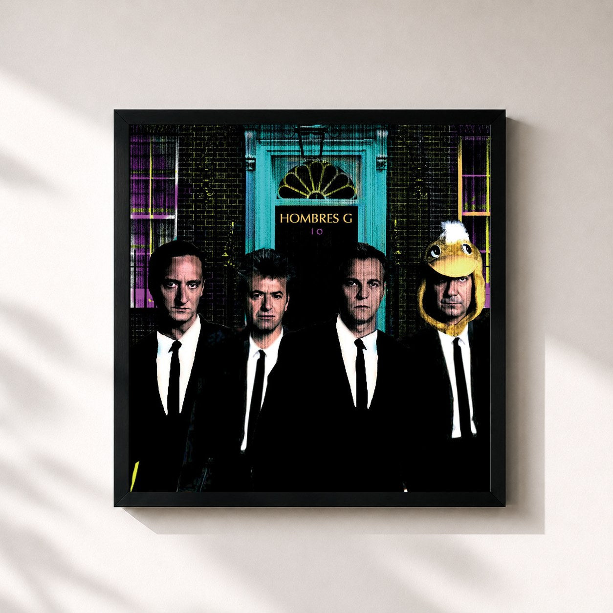 #noir Tableau carré de l'album 10 de Hombres G, cadre noir 32x32 cm