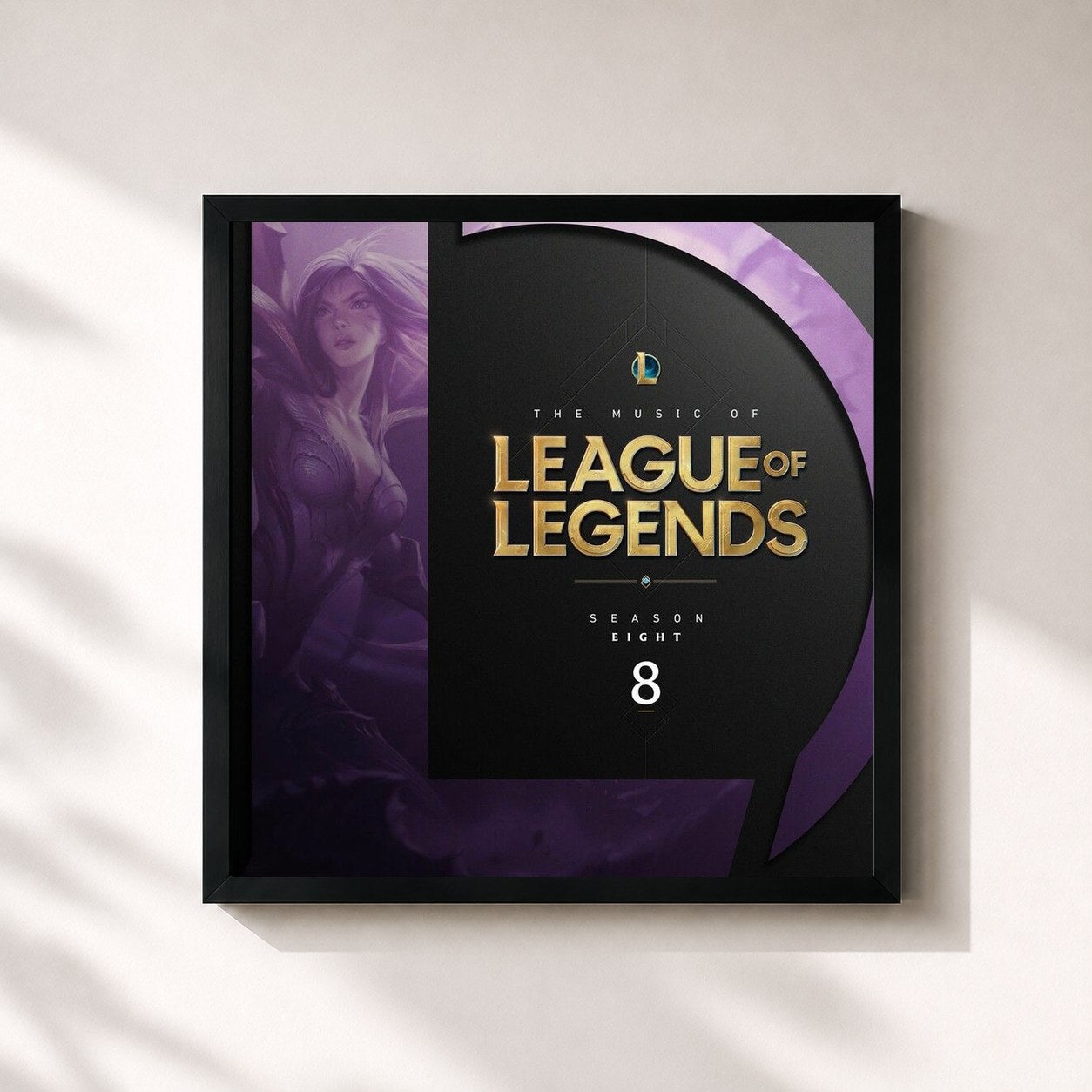 #noir Tableau carré de l'album The Music of League of Legends: Season 8 (Original Game Soundtrack) de League of Legends, cadre noir 32x32 cm