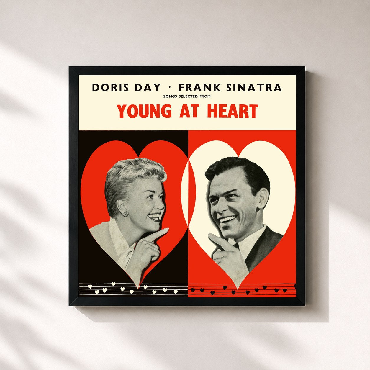 #noir Tableau carré de l'album Young At Heart (Bonus Tracks) de Doris Day, cadre noir 32x32 cm