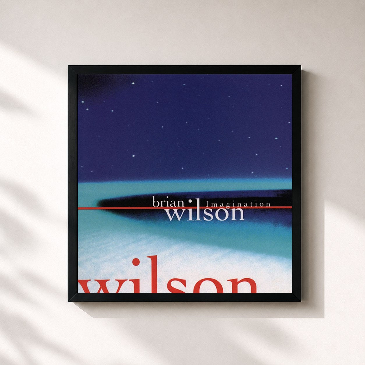 #noir Tableau carré de l'album Imagination de Brian Wilson, cadre noir 32x32 cm