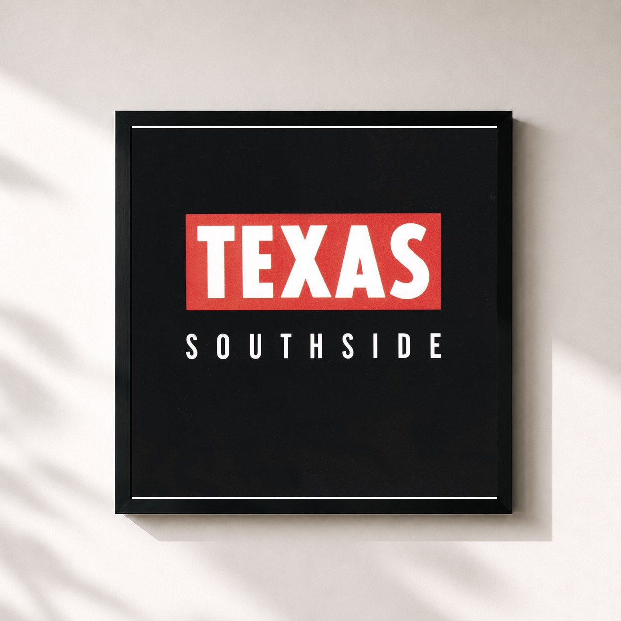 #noir Tableau carré de l'album Southside de Texas, cadre noir 32x32 cm