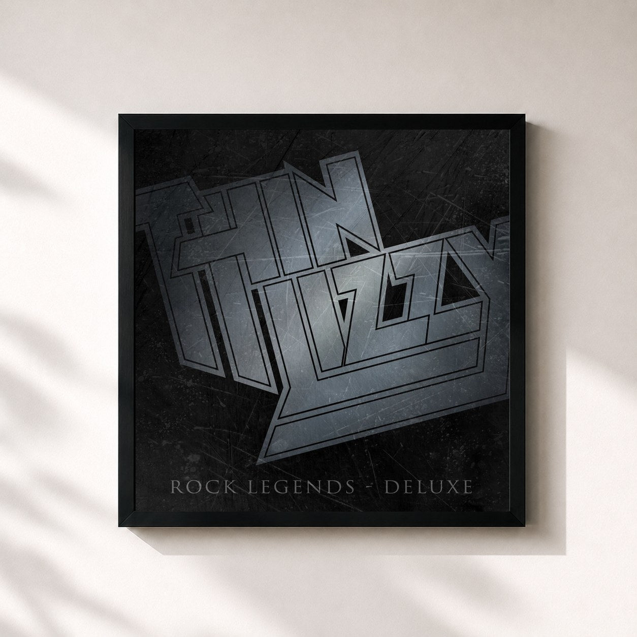 #noir Tableau carré de l'album Rock Legends (Deluxe) de Thin Lizzy, cadre noir 32x32 cm
