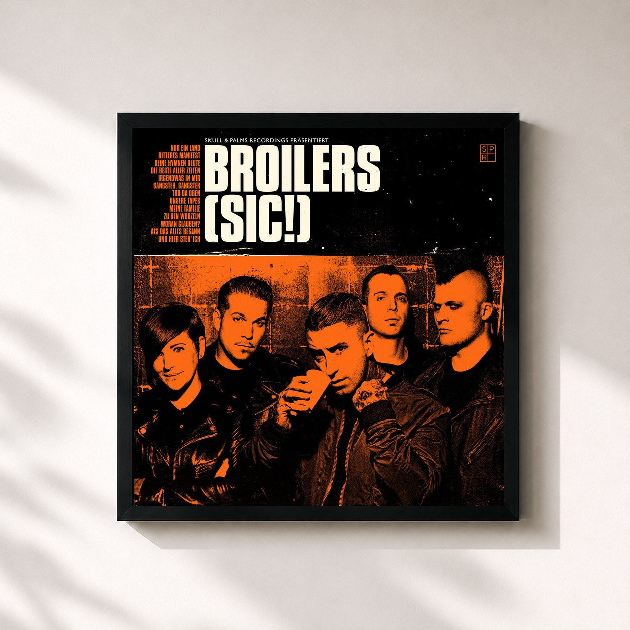 #noir Tableau carré de l'album (sic!) de Broilers, cadre noir 32x32 cm