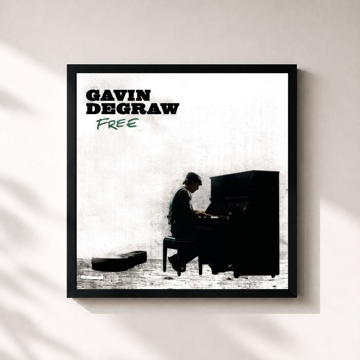 #noir Tableau carré de l'album FREE de Gavin DeGraw, cadre noir 32x32 cm