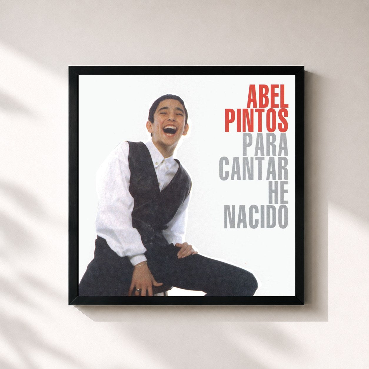 #noir Tableau carré de l'album Para Cantar He Nacido de Abel Pintos, cadre noir 32x32 cm