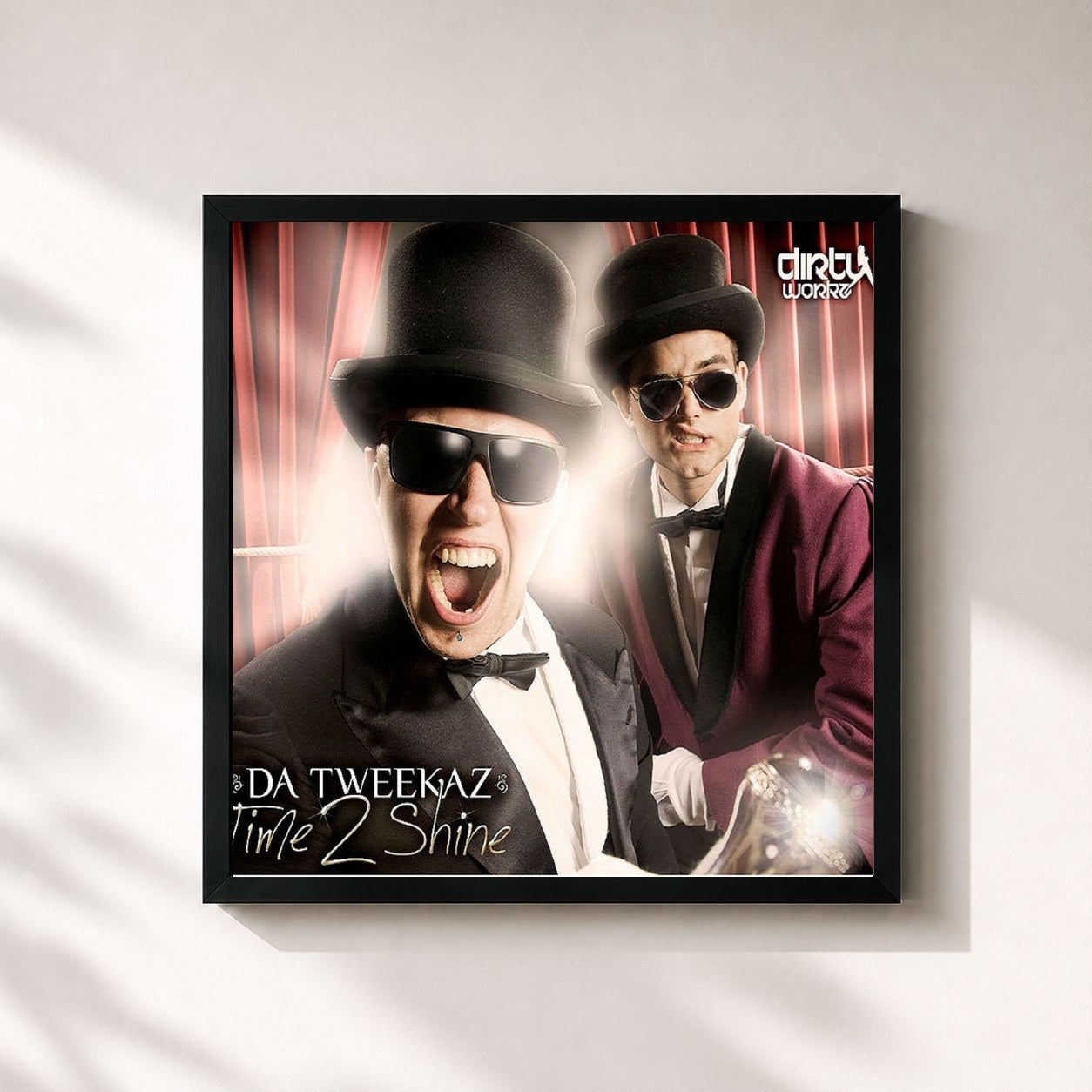 #noir Tableau carré de l'album Time 2 Shine de Da Tweekaz, cadre noir 32x32 cm