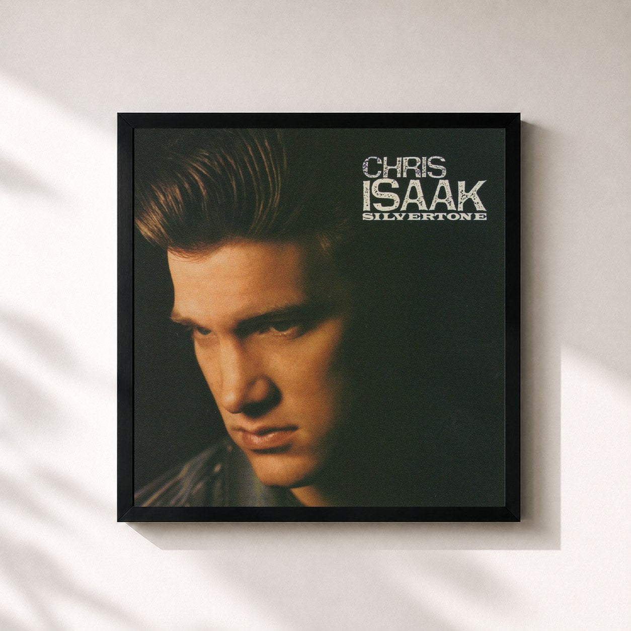 #noir Tableau carré de l'album Silvertone de Chris Isaak, cadre noir 32x32 cm