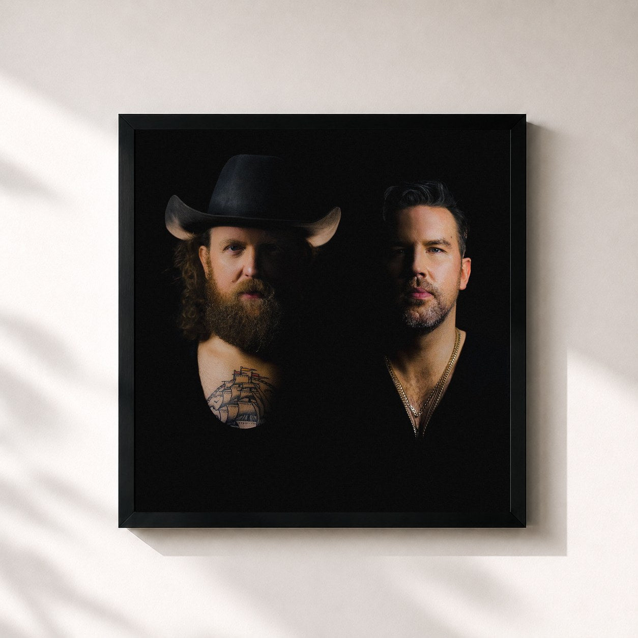 #noir Tableau carré de l'album Brothers Osborne de Brothers Osborne, cadre noir 32x32 cm