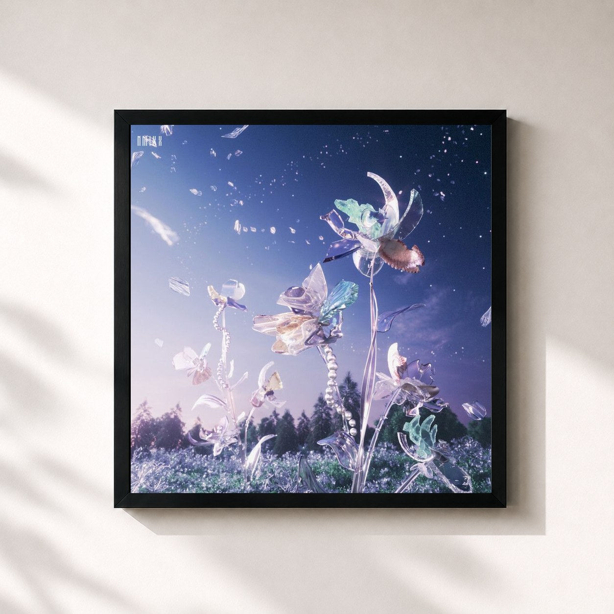 #noir Tableau carré de l'album Heavy Serenade de NMIXX, cadre noir 32x32 cm