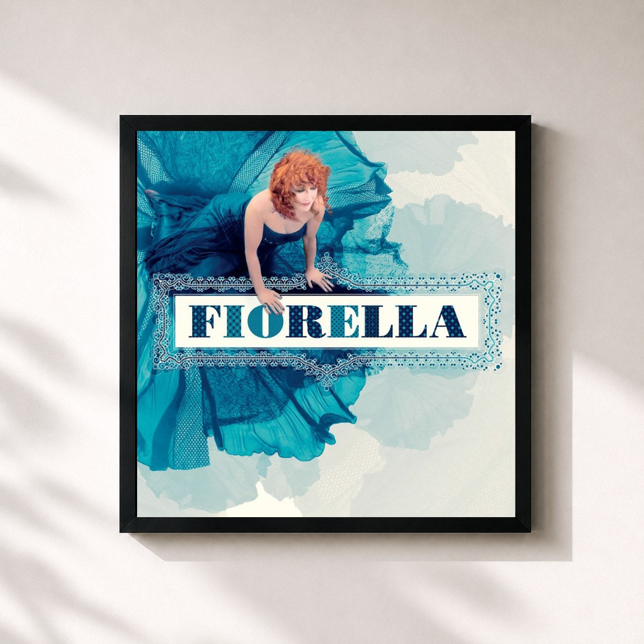 #noir Tableau carré de l'album Fiorella de Fiorella Mannoia, cadre noir 32x32 cm