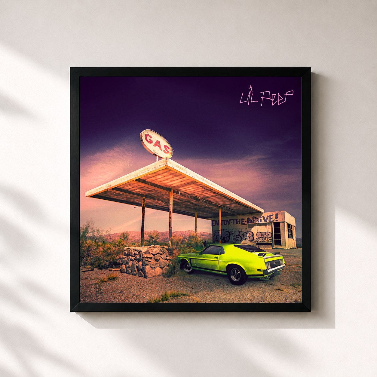 #noir Tableau carré de l'album GOTH ANGEL SINNER de Lil Peep, cadre noir 32x32 cm