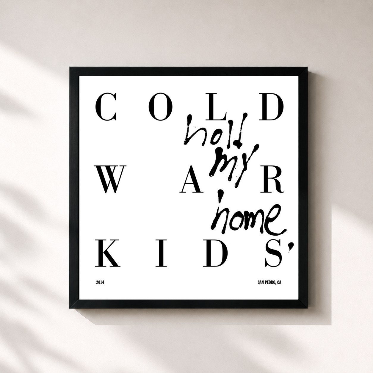 #noir Tableau carré de l'album Hold My Home de Cold War Kids, cadre noir 32x32 cm