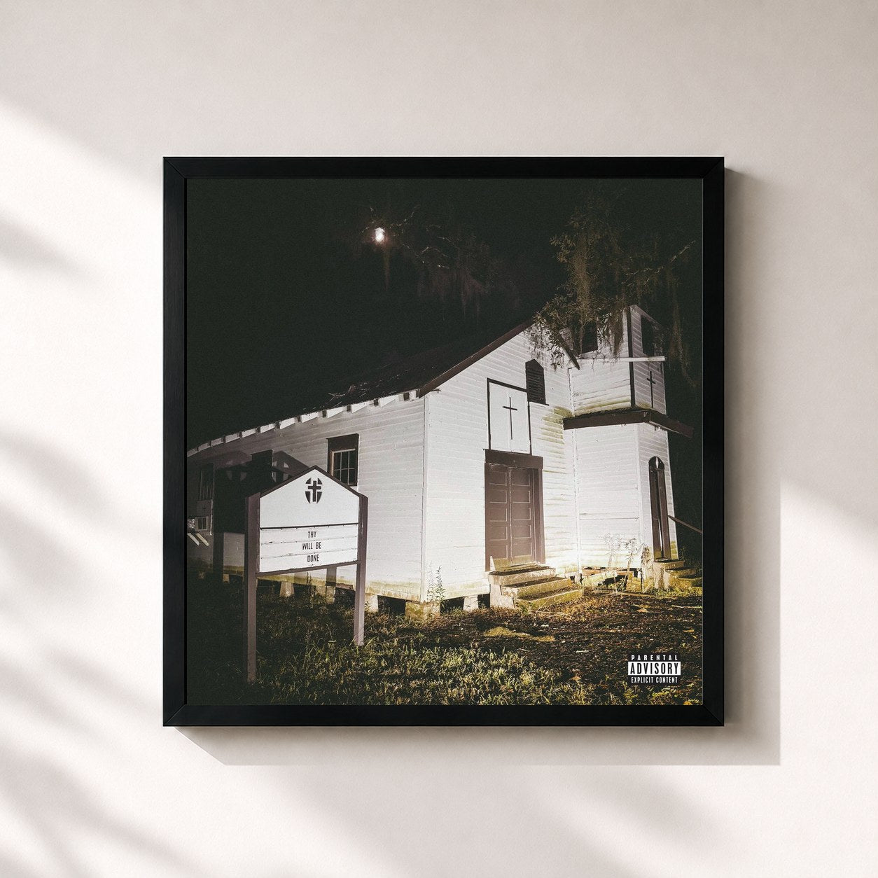 #noir Tableau carré de l'album THY WILL BE DONE de $uicideboy$, cadre noir 32x32 cm