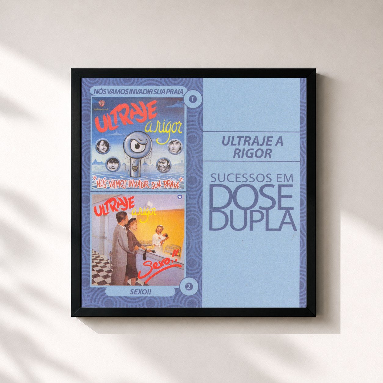 #noir Tableau carré de l'album Dose Dupla Ultraje a Rigor de Ultraje A Rigor, cadre noir 32x32 cm