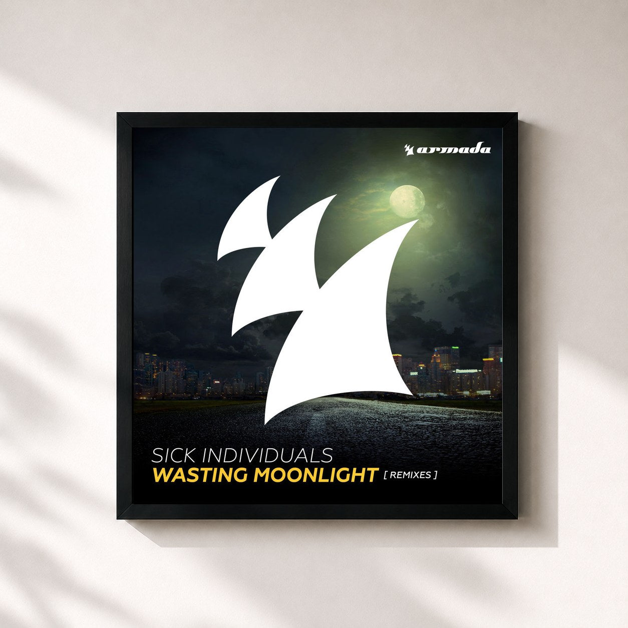 #noir Tableau carré de l'album Wasting Moonlight (Remixes) de Sick Individuals, cadre noir 32x32 cm