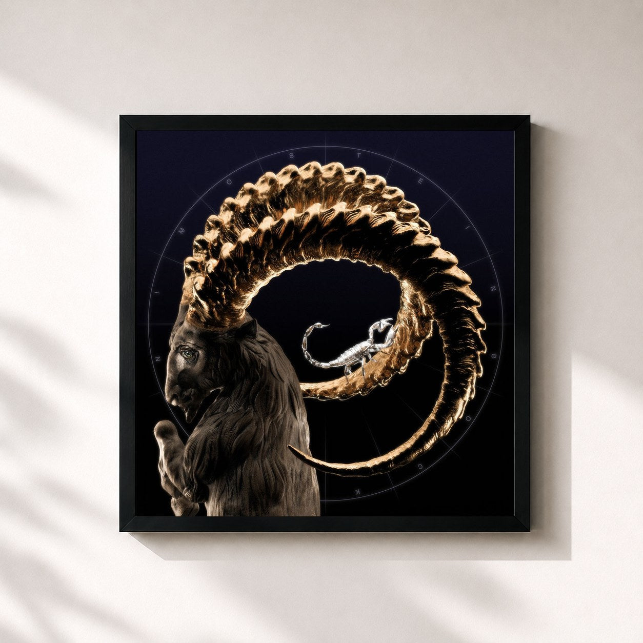 #noir Tableau carré de l'album Steinbock de Nimo, cadre noir 32x32 cm