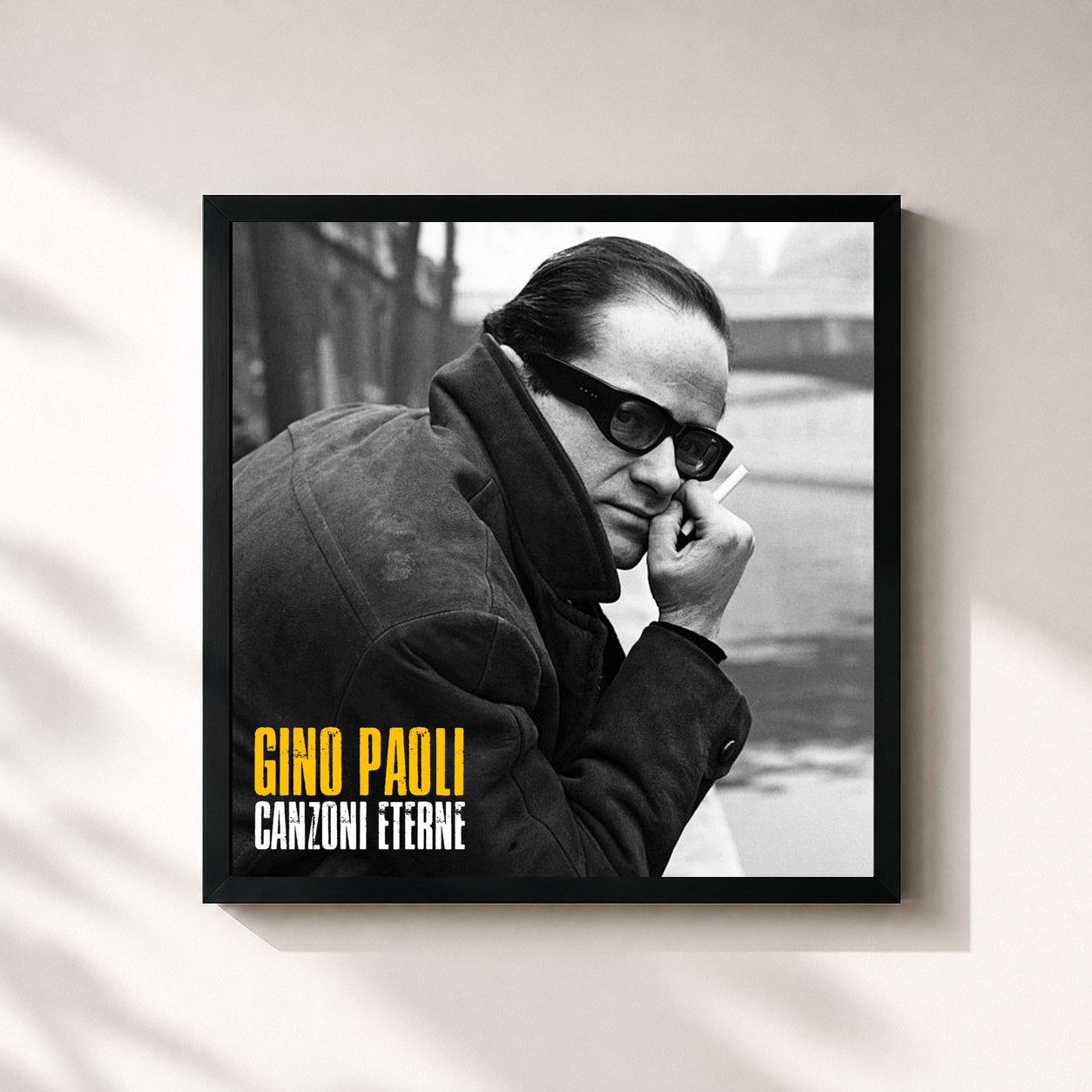 #noir Tableau carré de l'album Canzoni Eterne (Remastered) de Gino Paoli, cadre noir 32x32 cm