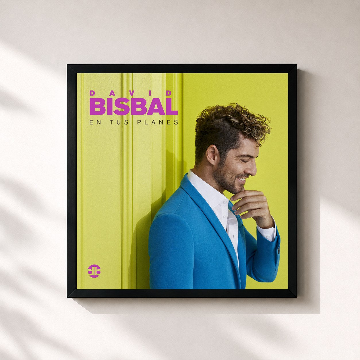 #noir Tableau carré de l'album En Tus Planes de David Bisbal, cadre noir 32x32 cm