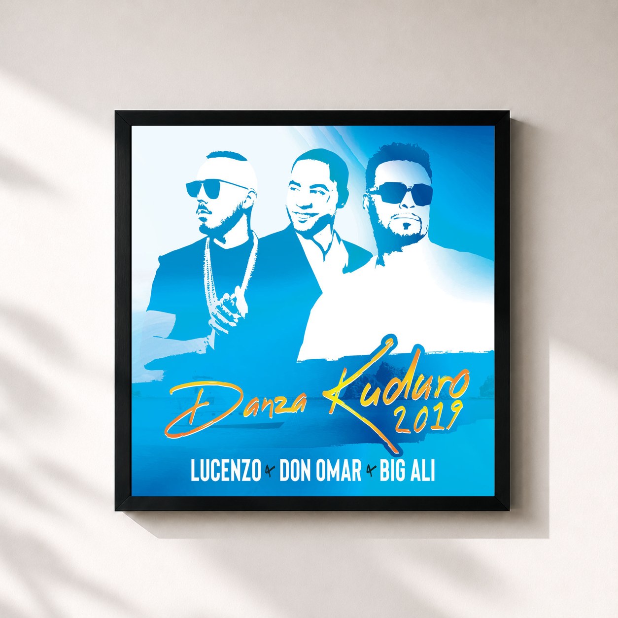 #noir Tableau carré de l'album Danza Kuduro 2019 (Luigi Ramirez Remix) de Lucenzo, cadre noir 32x32 cm